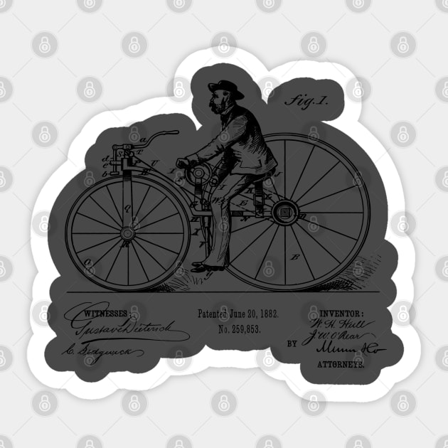 Vintage Victorian Bicycle Art Patent Print Sticker by MadebyDesign